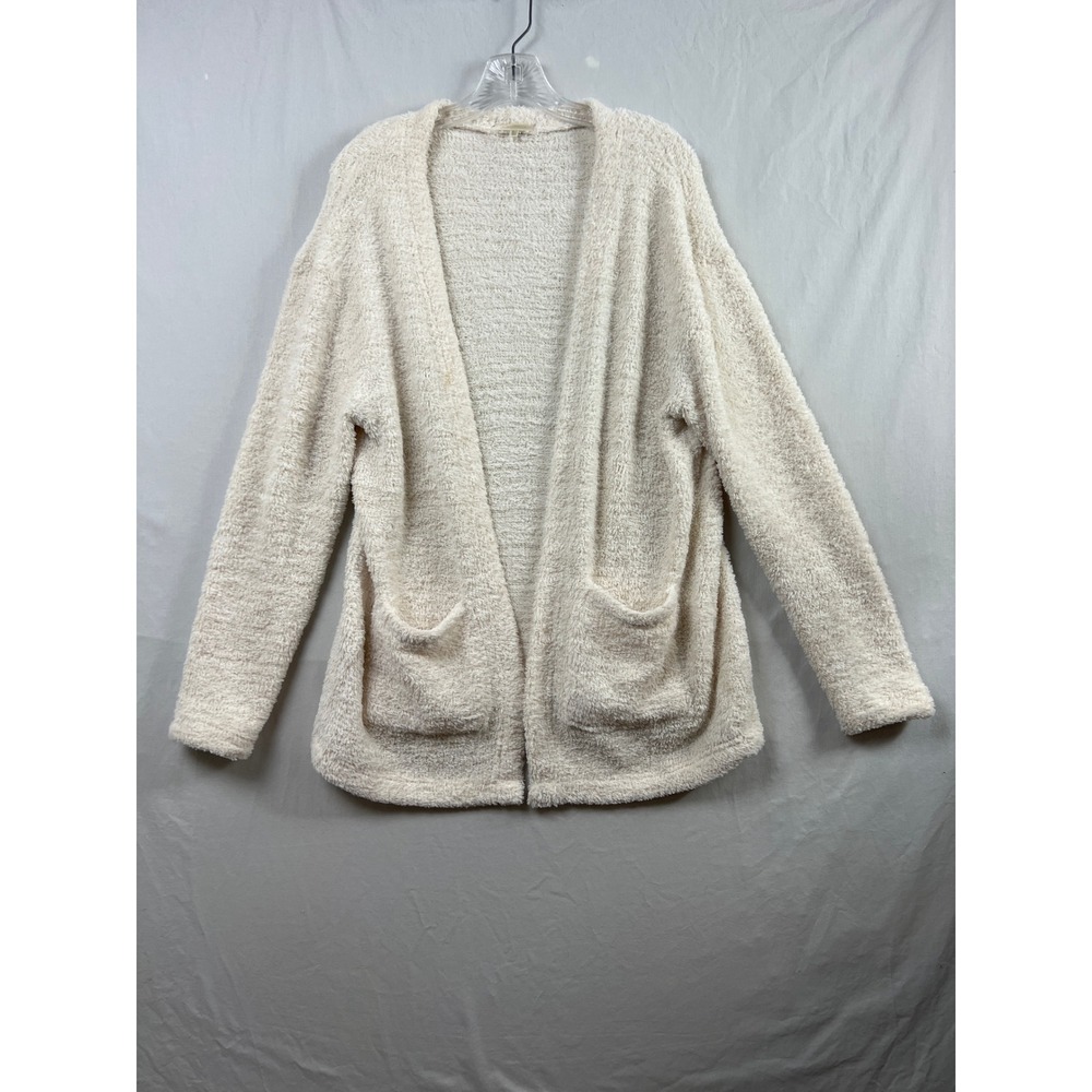 Z Supply Cardigan Women Medium Cream Open Front Fuzzy Soft  Eyelash Knit